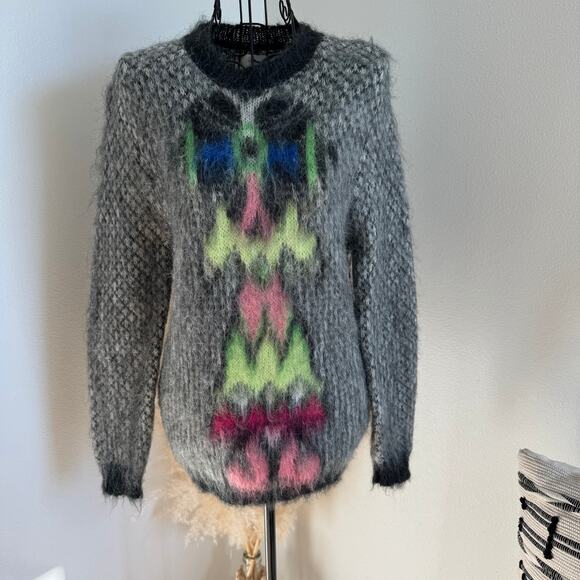 Anthropologie Corey Lynn Calter Mulitcolor Design Wool Crewneck Sweater Small - Picture 1 of 8